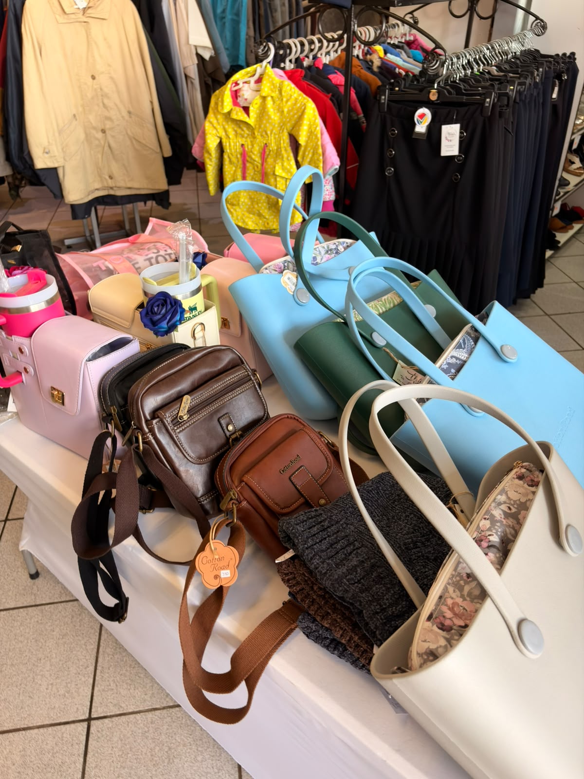 Handbags, totes and travel mugs